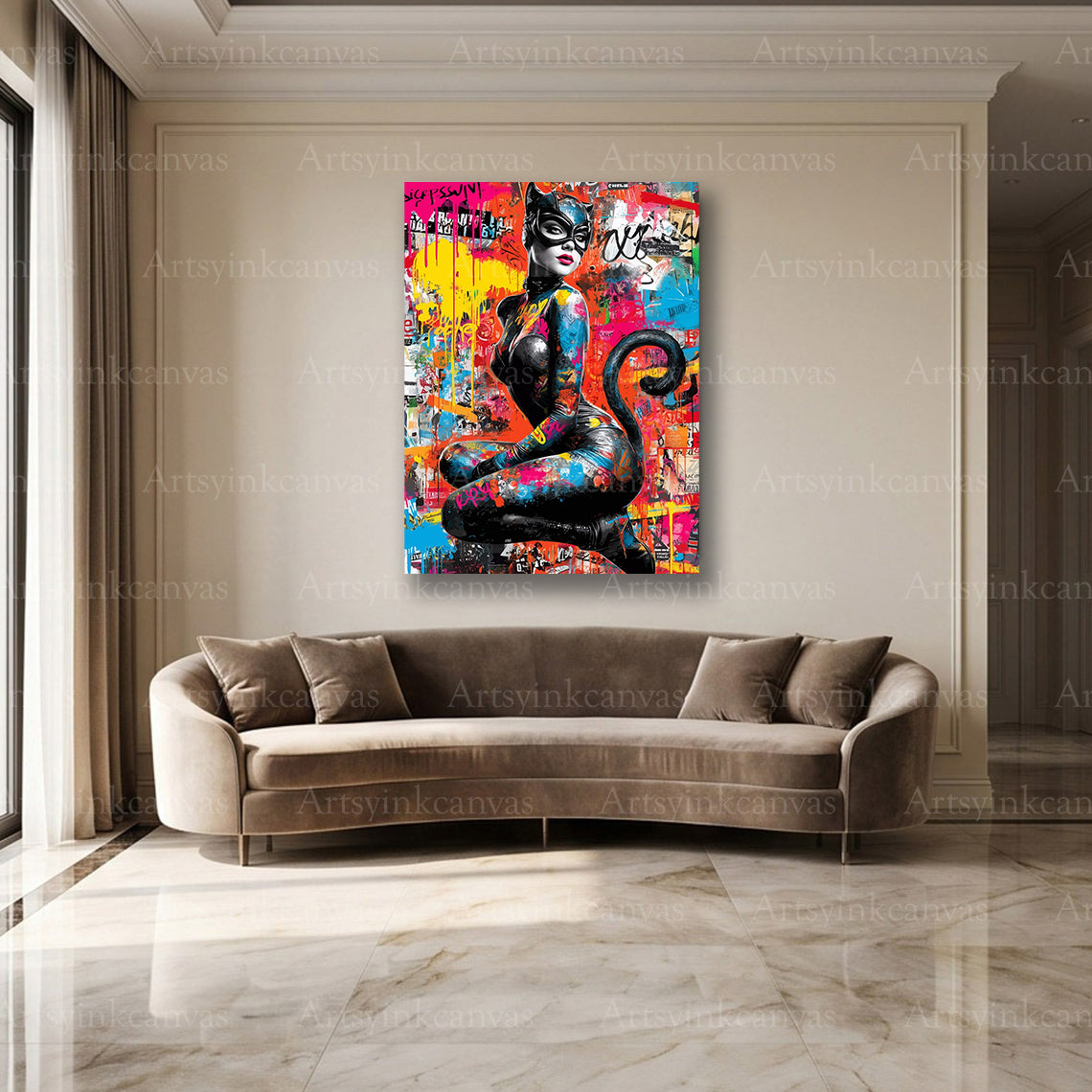 Catwoman street art wall decor