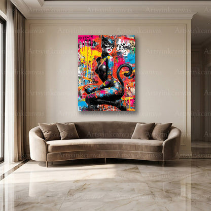 Catwoman street art wall decor