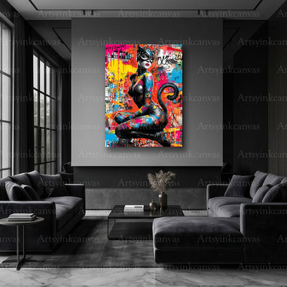 Catwoman comic-inspired street artwork