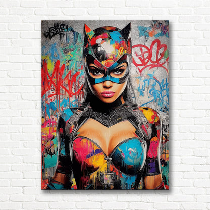 Catwoman comic graffiti canvas print
