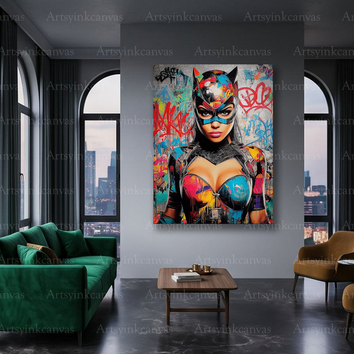 Catwoman female character canvas art