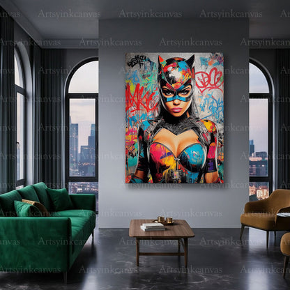 Catwoman female character canvas art