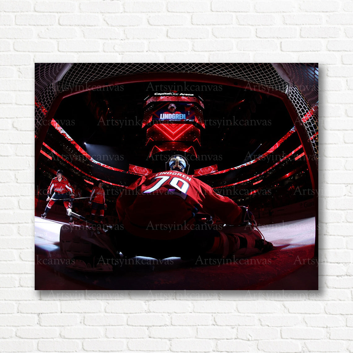 Charlie Lindgren Washington Capitals warmup canvas print