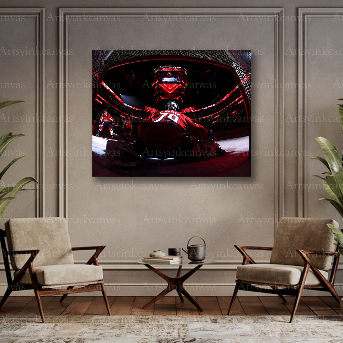 Charlie Lindgren collector hockey canvas art