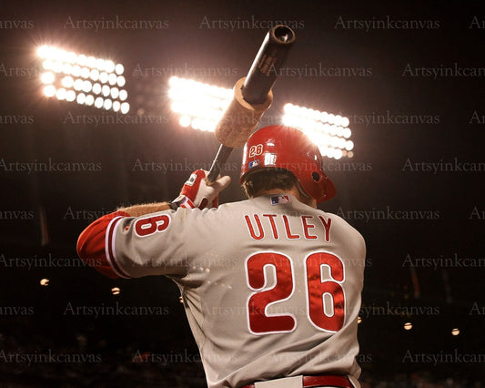 Chase Utley on deck lights canvas wall art