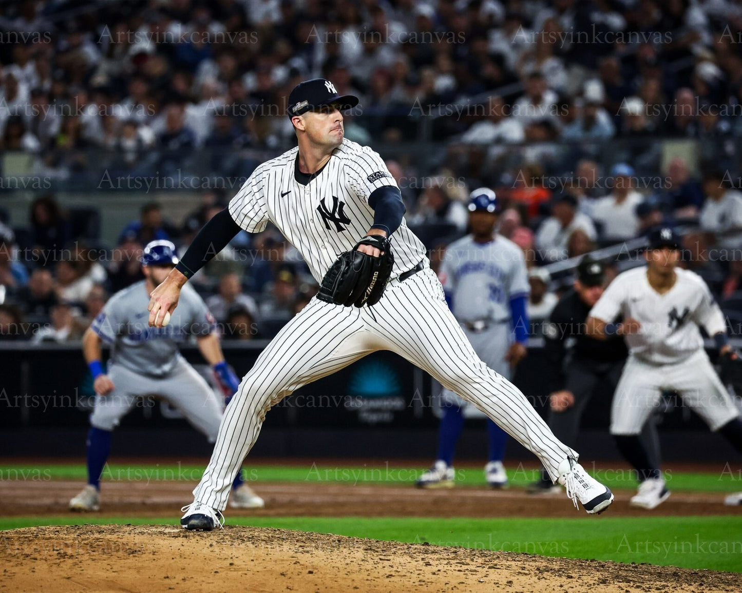 Clay Holmes pitching action New York Yankees canvas wall art