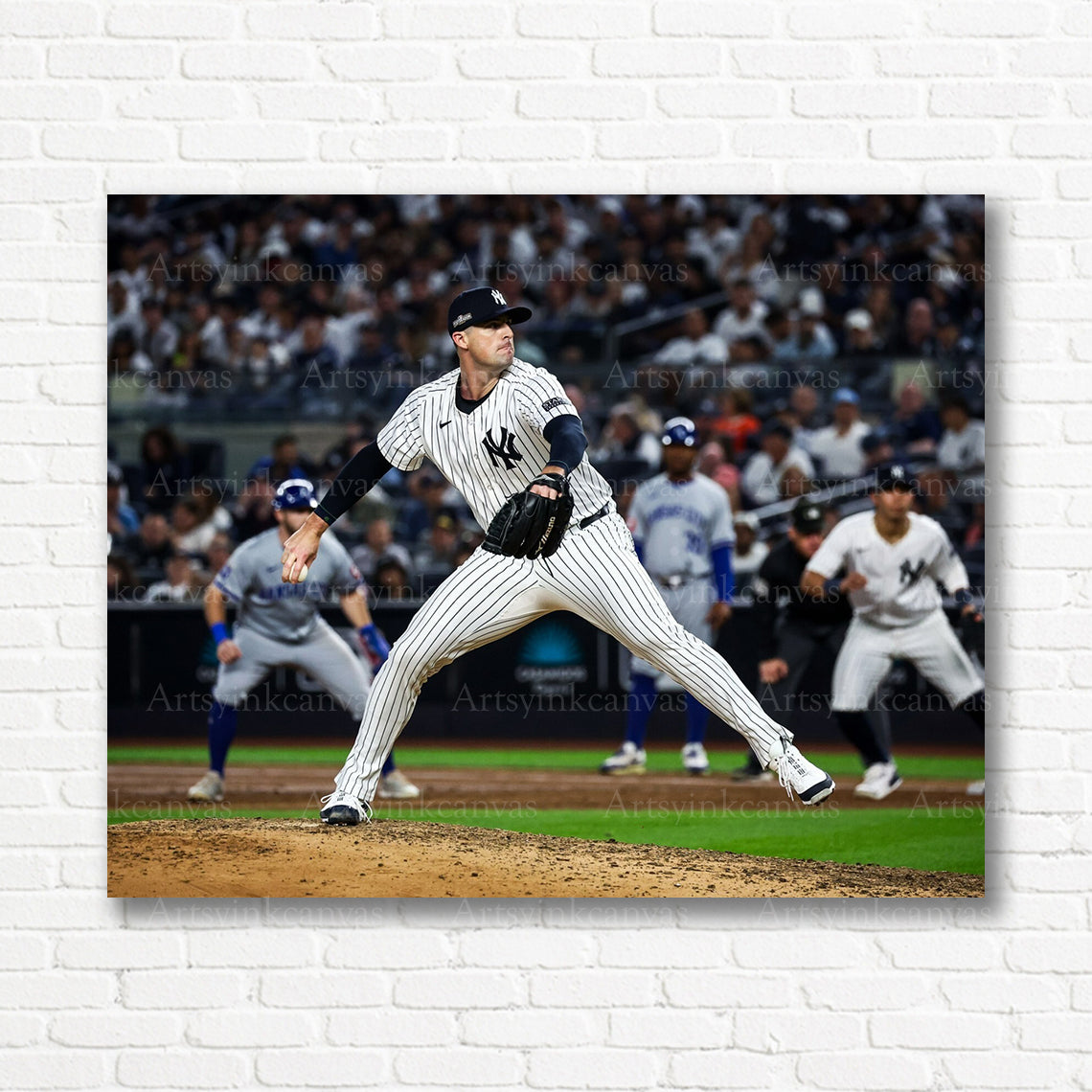 Clay Holmes Yankees pitching canvas print