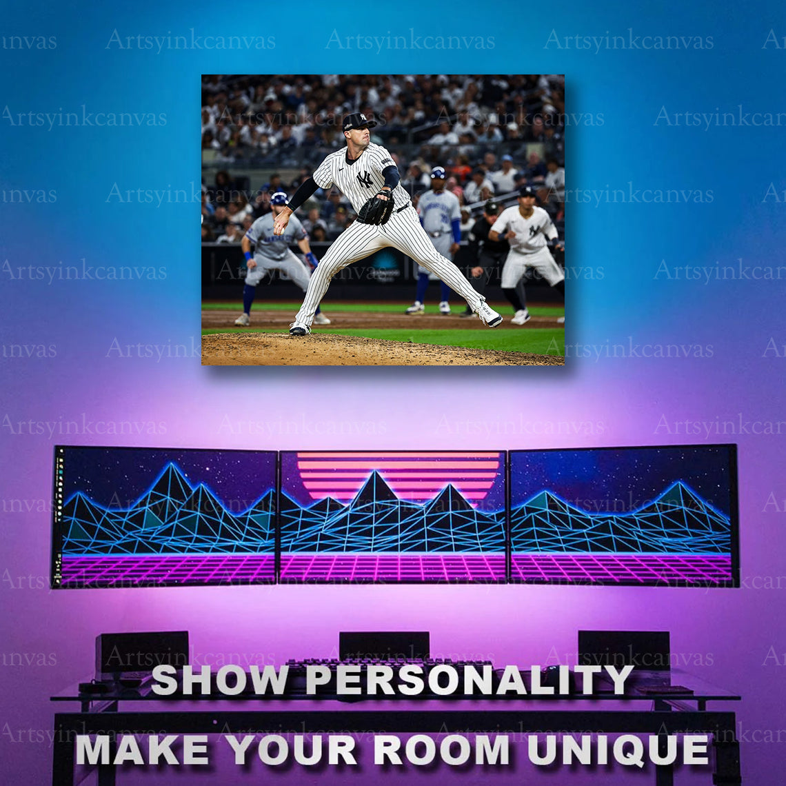 Clay Holmes pitching motion baseball artwork