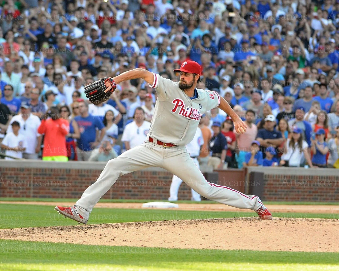Cole Hamels pitching on the mound canvas wall art