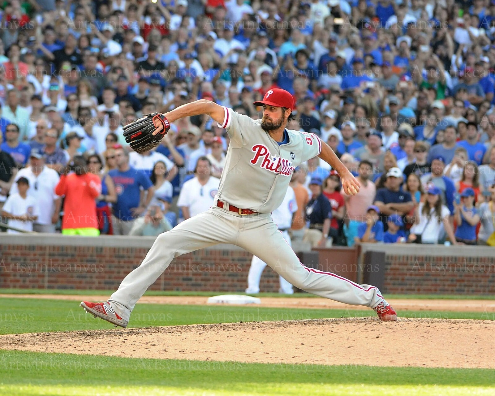 Cole Hamels pitching on the mound canvas wall art