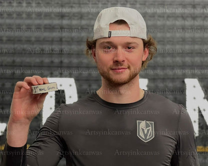 Cole Schwindt 1st NHL goal puck canvas wall art