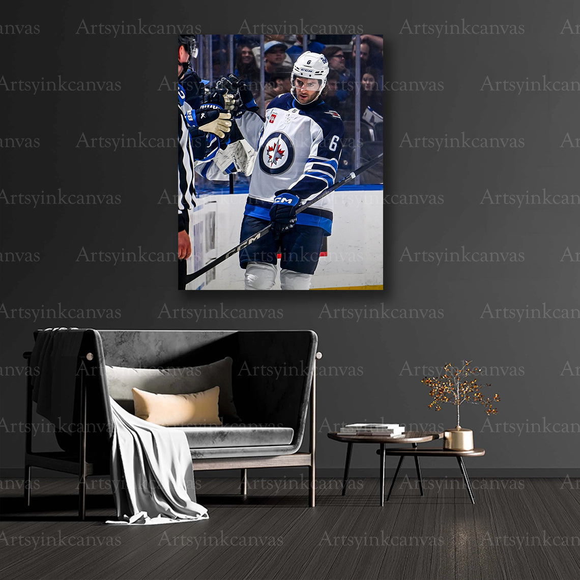 Hockey goal moment collector canvas art