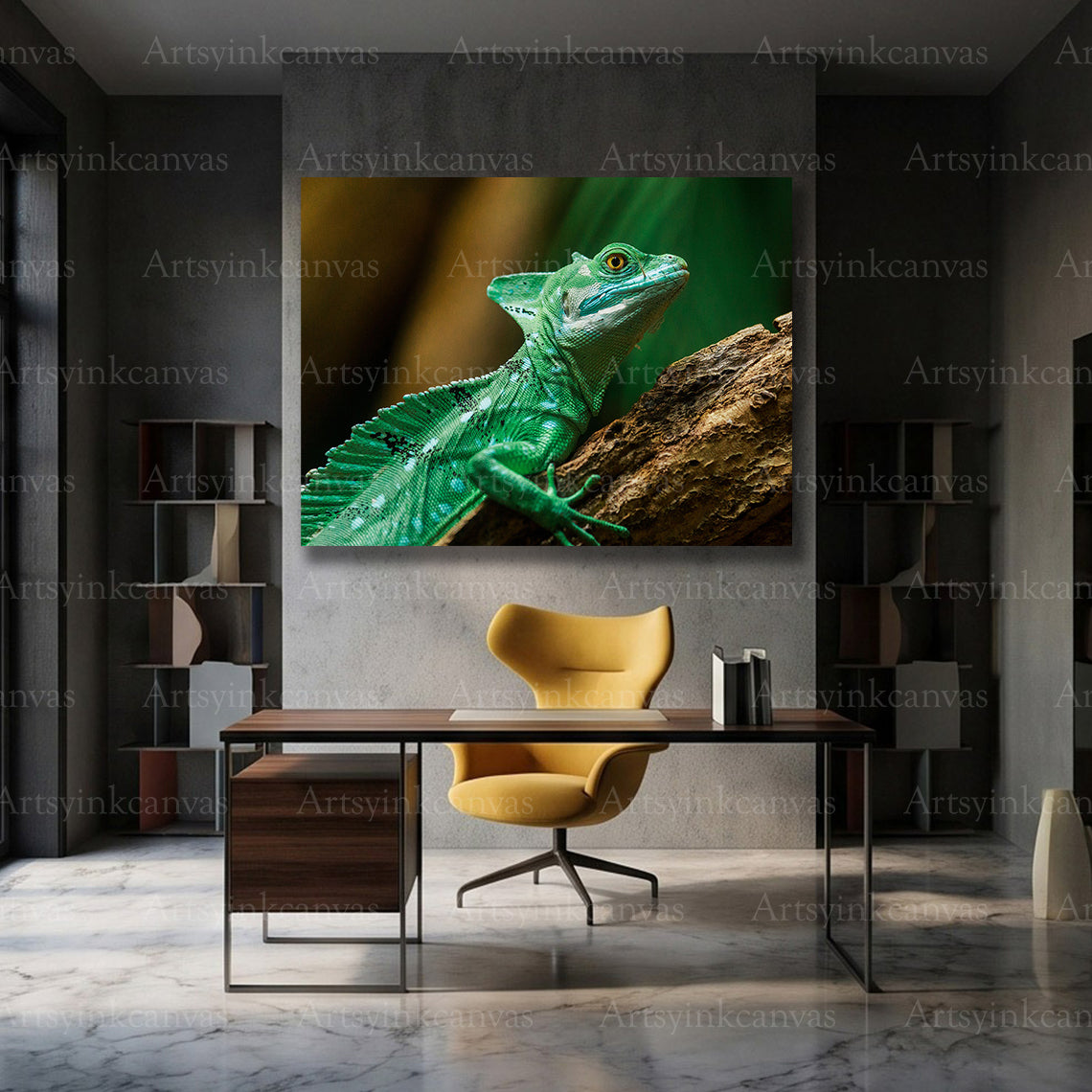 Exotic colorful lizard wall decor for modern interiors