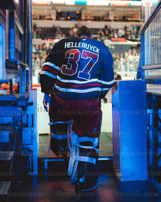 Connor Hellebuyck 1st star of the game Winnipeg Jets canvas wall art