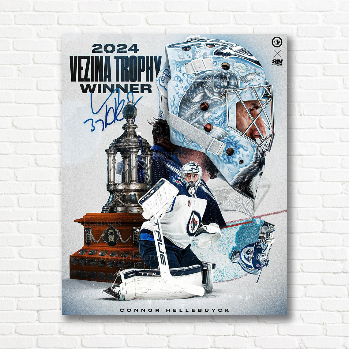 Connor Hellebuyck NHL award winner canvas print