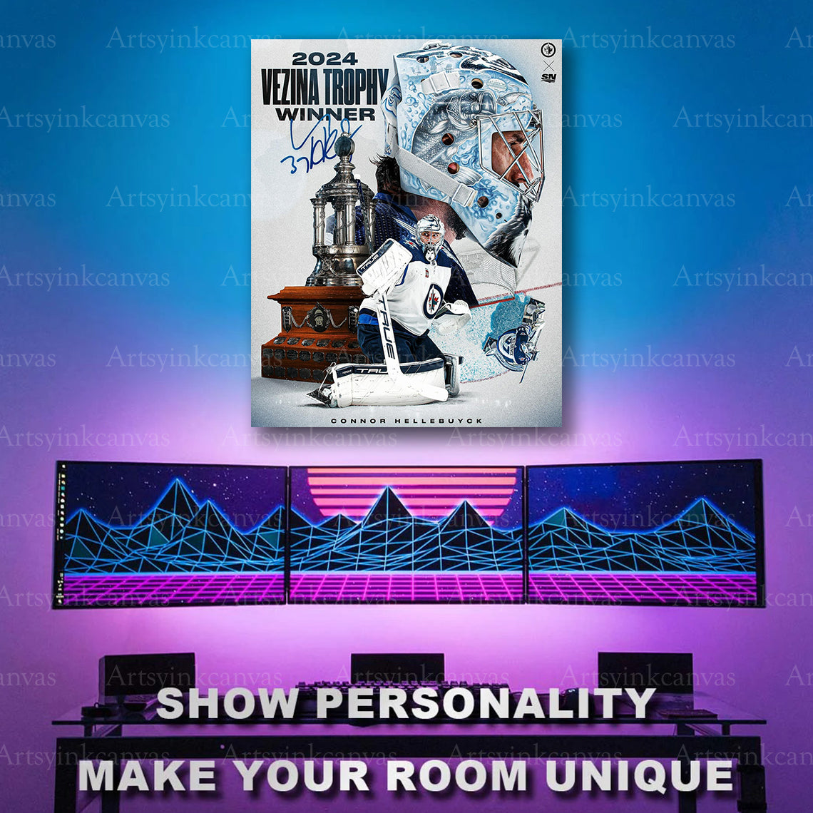 Winnipeg Jets goalie Vezina Trophy artwork