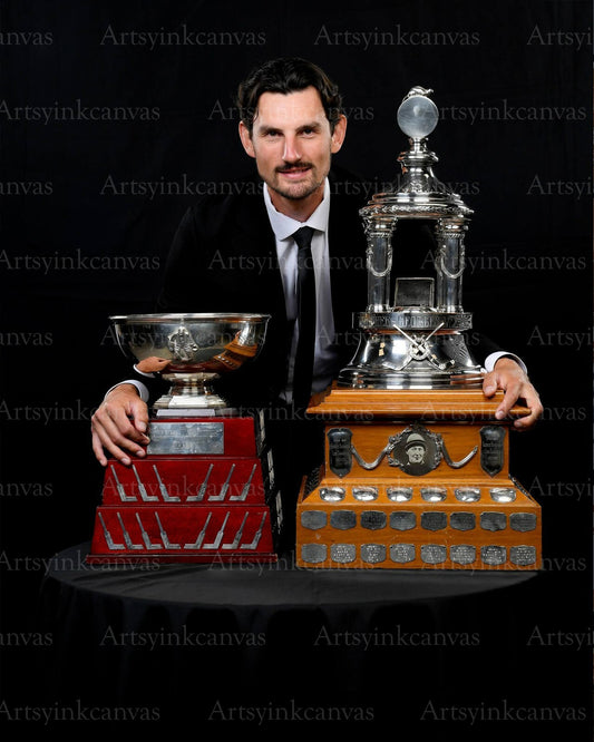 Connor Hellebuyck 2024 Vezina and Jennings Trophy Winnipeg Jets canvas wall art