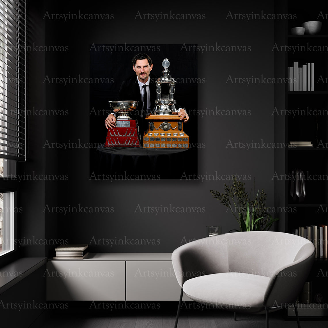 Connor Hellebuyck hockey awards wall decor