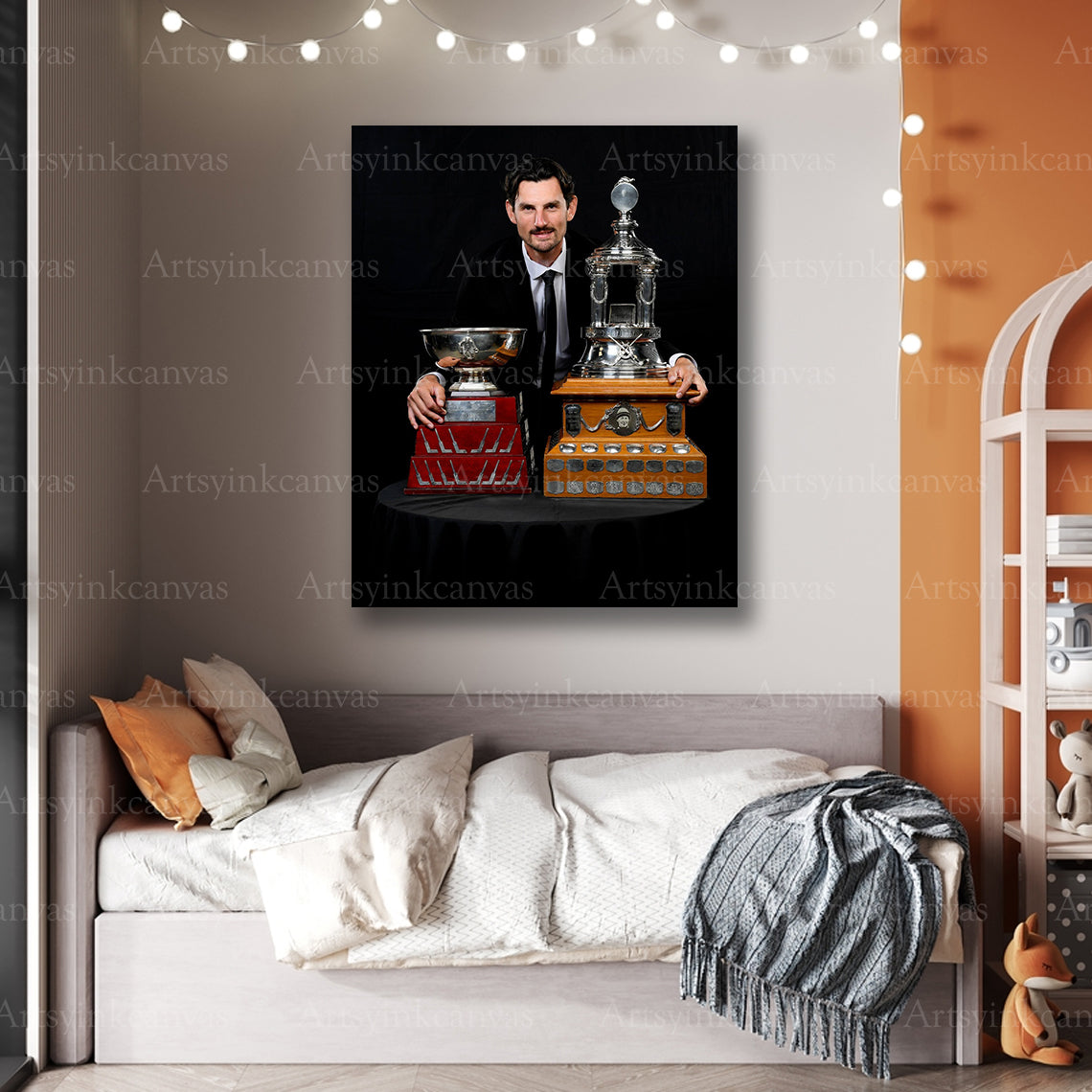 Premium Connor Hellebuyck Jets canvas wall art