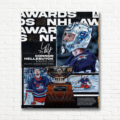 Connor Hellebuyck Jennings Trophy winner canvas print