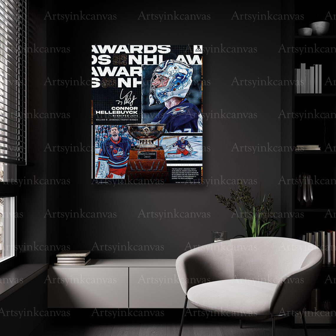 NHL goaltender trophy celebration wall decor