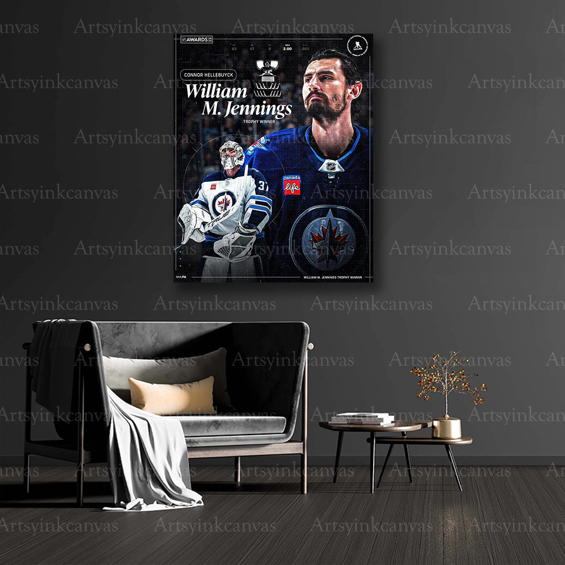 Connor Hellebuyck hockey legacy collector canvas