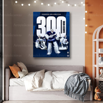 Premium Connor Hellebuyck hockey canvas wall art