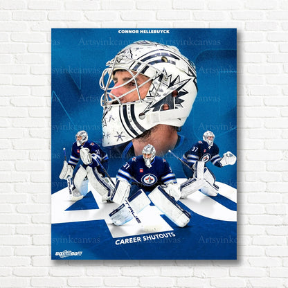 Connor Hellebuyck goalie milestone canvas print