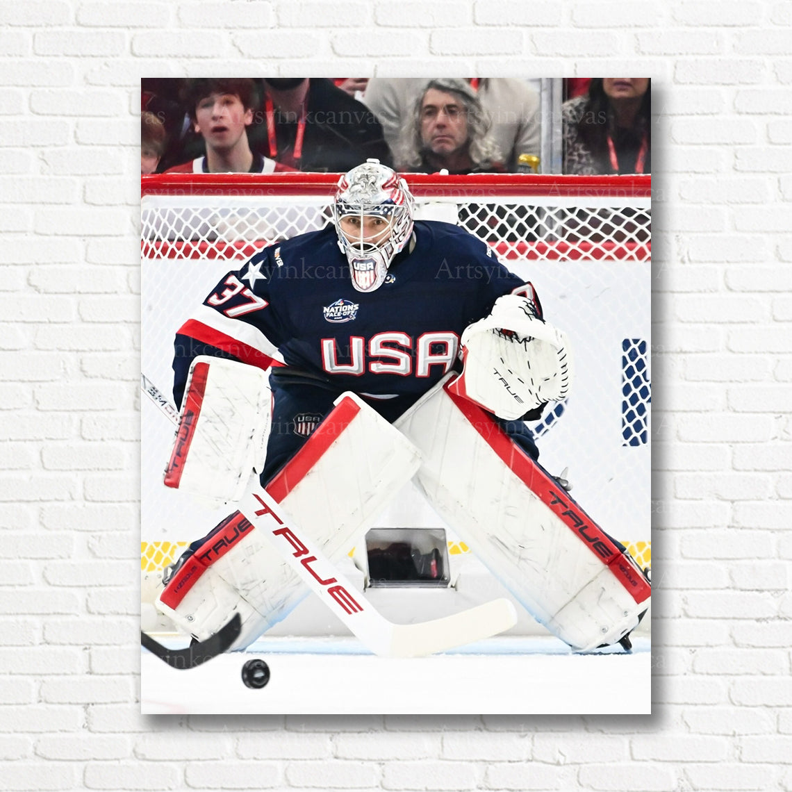 Connor Hellebuyck USA hockey goalie canvas print