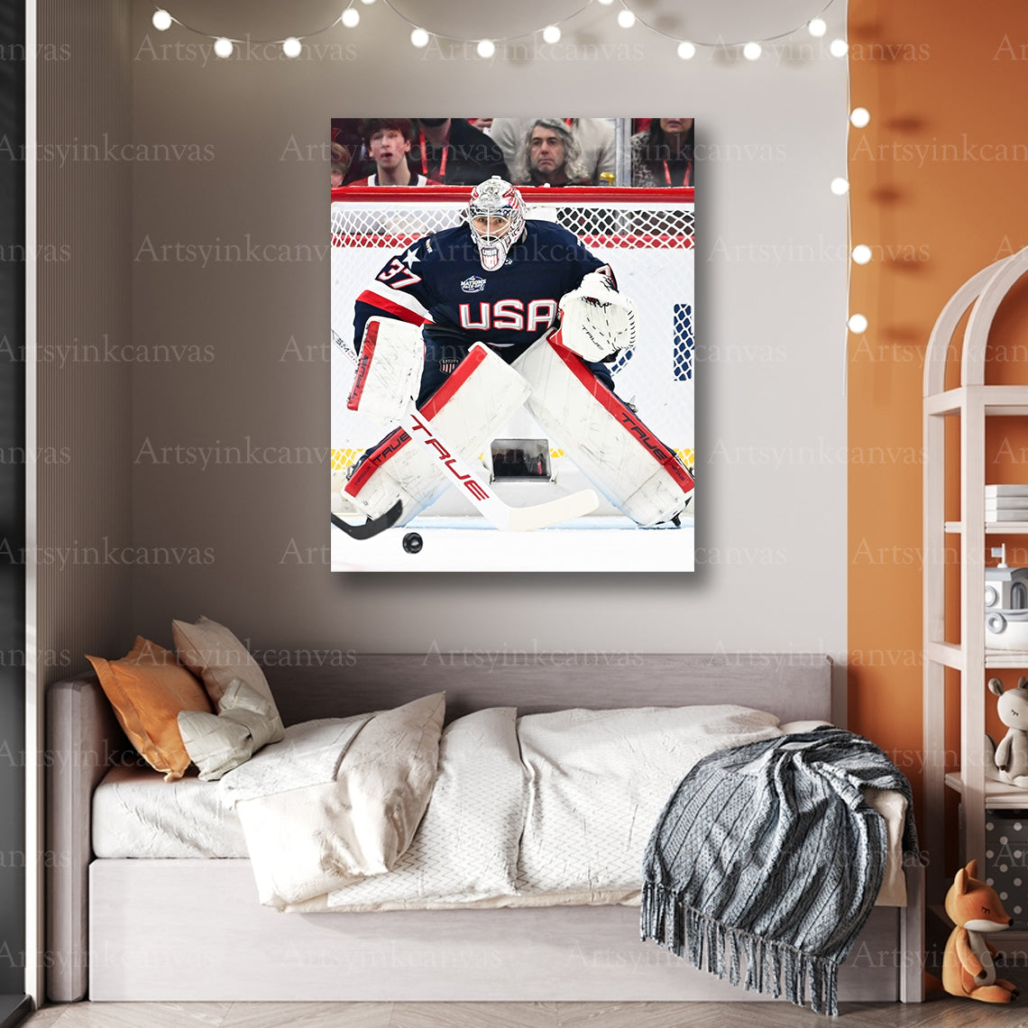 Premium Team USA hockey canvas art