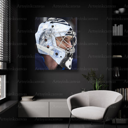 NHL goalie equipment wall decor