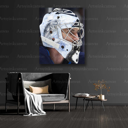 Connor Hellebuyck hockey portrait collector canvas