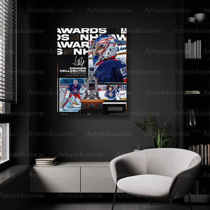 Connor Hellebuyck hockey trophy wall decor