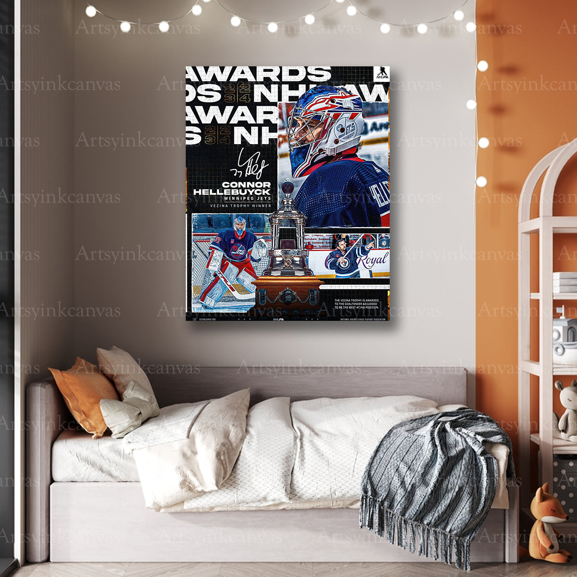 Premium Connor Hellebuyck hockey canvas print
