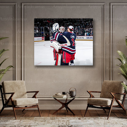 Jets goaltender celebration collector canvas