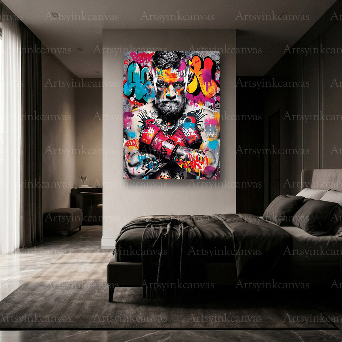 Conor McGregor graffiti inspired canvas decor for American homes