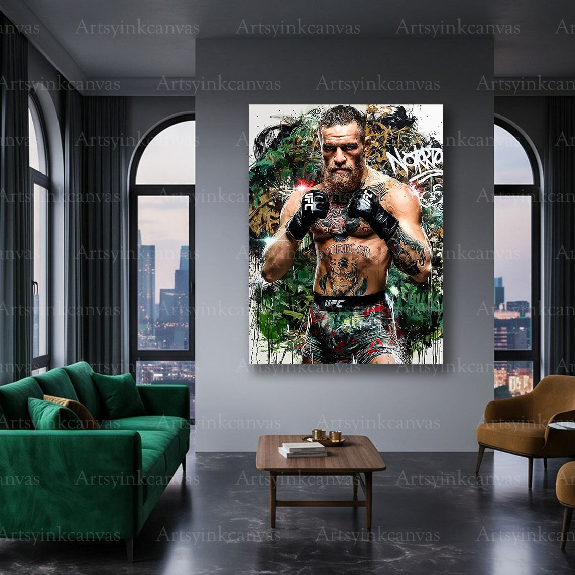 Conor McGregor fighter graffiti canvas art