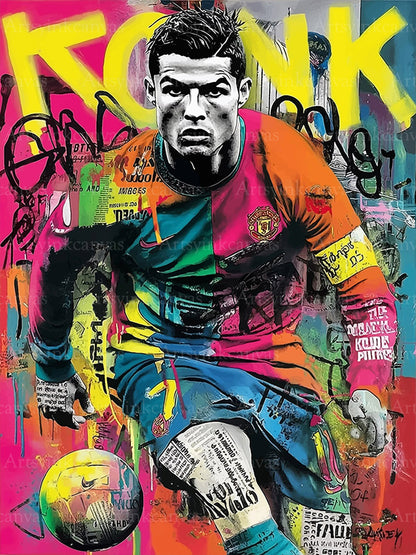 Cristiano Ronaldo Champion Mindset Graffiti Canvas Wall Art