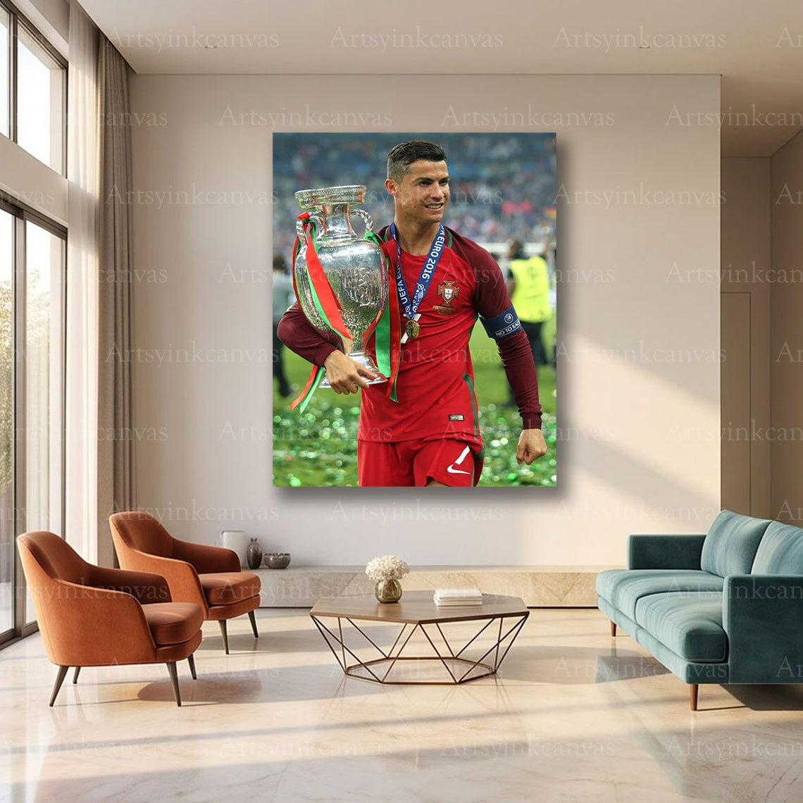 Cristiano Ronaldo Euro 2016 Canvas Wall Art – Portugal Champion Soccer Decor