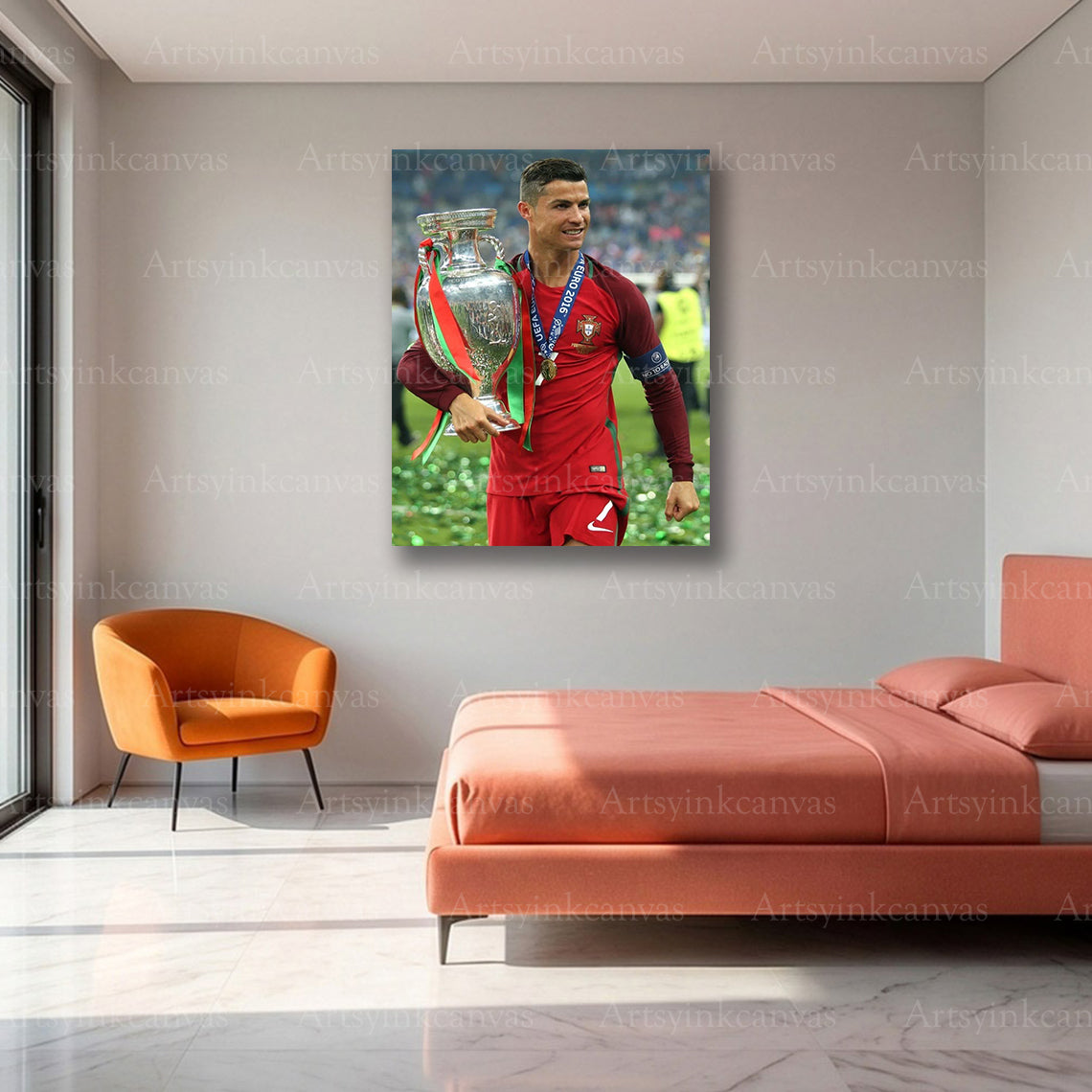 Cristiano Ronaldo Euro 2016 Canvas Wall Art – Portugal Champion Soccer Decor