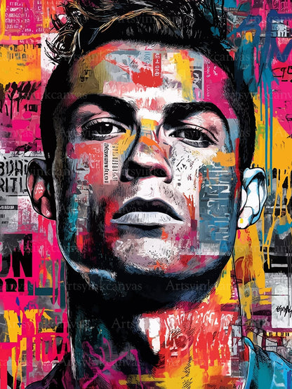 Cristiano Ronaldo graffiti art canvas wall art