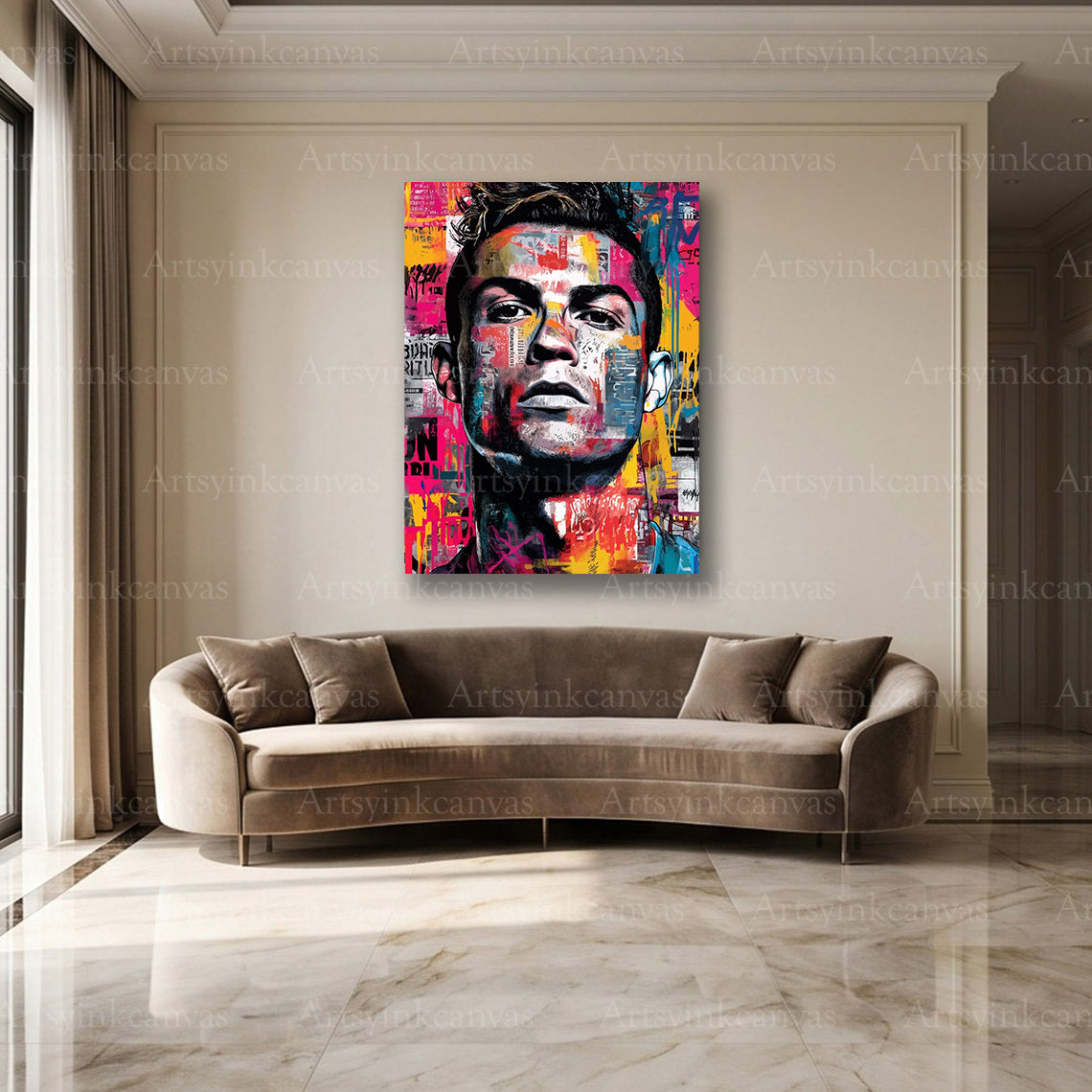 Cristiano Ronaldo soccer graffiti wall decor