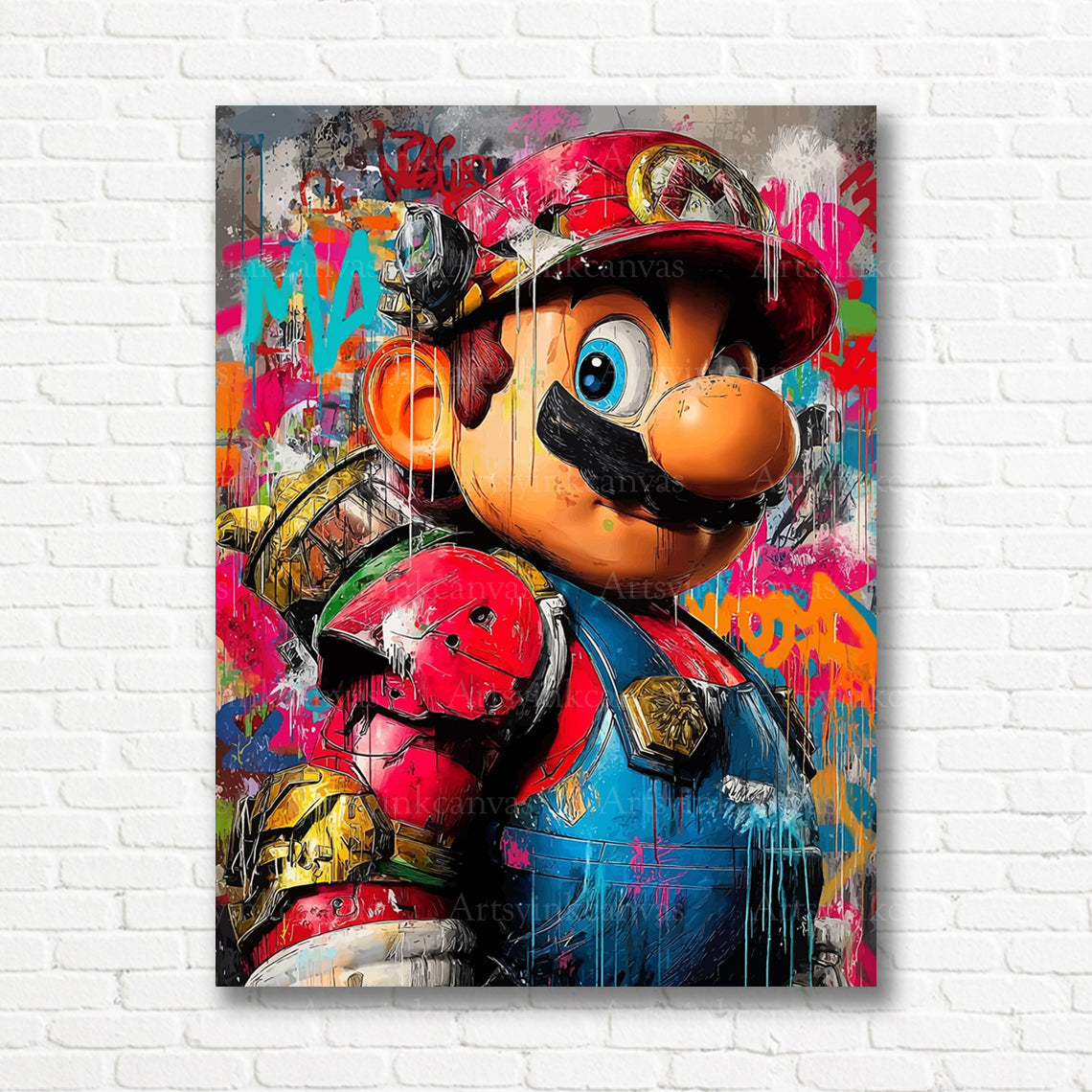 Mario futuristic graffiti canvas print