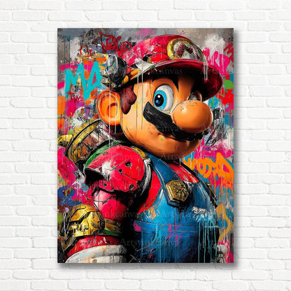 Mario futuristic graffiti canvas print