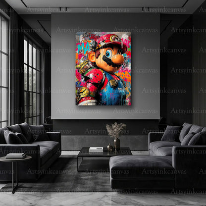 Mario cyberpunk graffiti artwork