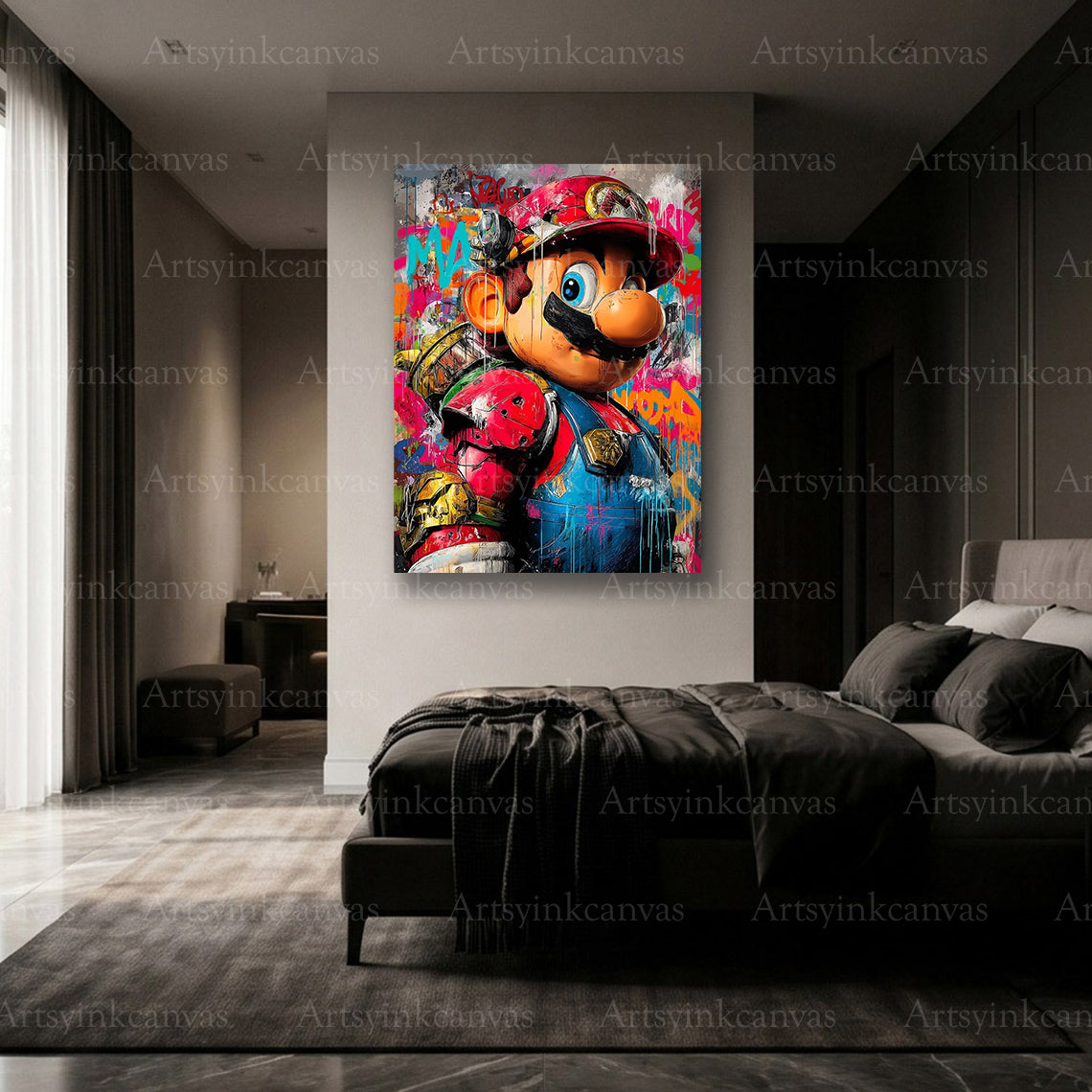 Premium Cyber Mario graffiti wall art