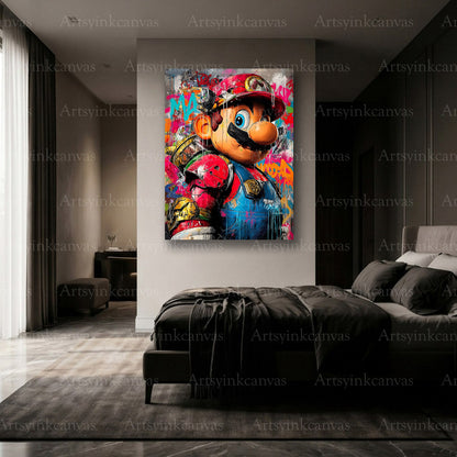 Premium Cyber Mario graffiti wall art