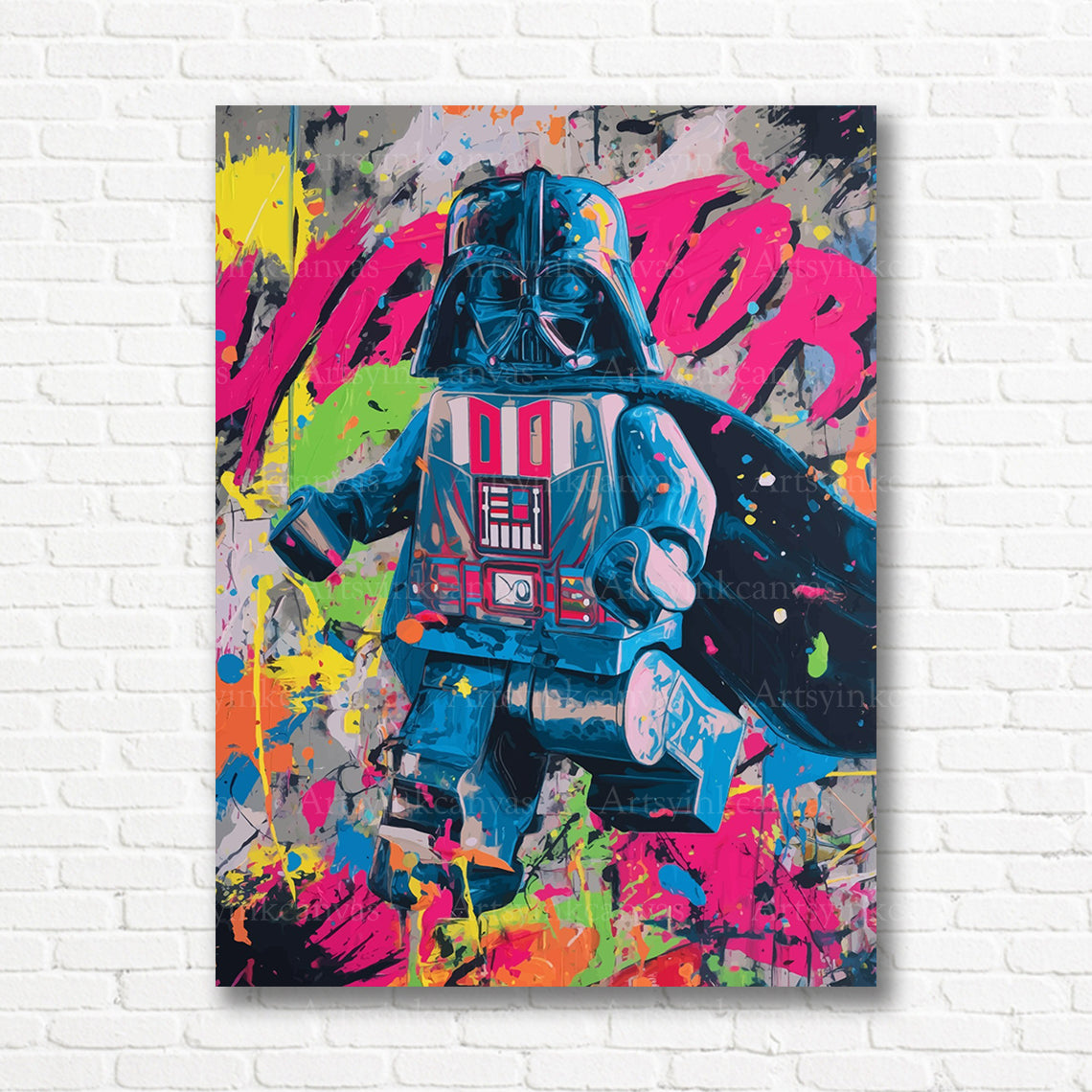 Darth Vader brick-inspired graffiti canvas print