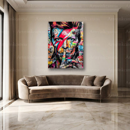 David Bowie iconic rock portrait canvas