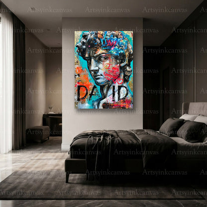 Premium David graffiti wall art